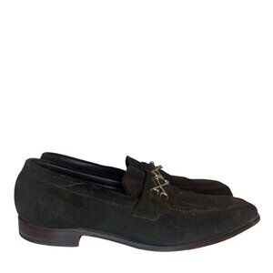 BARKER BLACK Wolfe Cross Bone Suede Loafers US 10.5 UK 9.5 Handmade in England